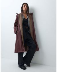 ASOS - Longline Rain Coat With Borg Liner - Lyst