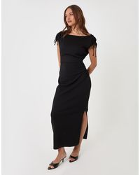 Threadbare - Ruched Shoulder Tie Midi Dress - Lyst