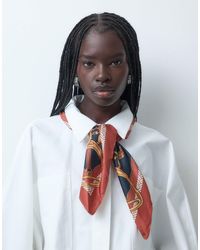 Mango - Schal mit satin-optik im maritimen muster - Lyst