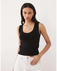 Mango - Teen Knitted Scoop Neck Sleeveless Top With Tie Front - Lyst