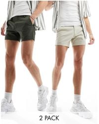ASOS - 2 Pack Skinny Chino Shorts - Lyst
