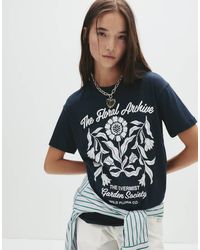 Pull&Bear - T-Shirt Met Grafische Bloemenprint - Lyst
