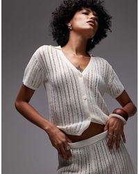 ARKET - Loose Fit Paper Knitted Short Sleeve Beach Button Up Shirt - Lyst