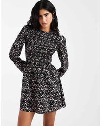 Daisy Street - Long Sleeve Shirred Mini Smock Dress - Lyst