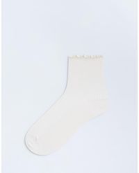 TOPSHOP - Ribbed Frill Socks - Lyst