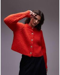 TOPSHOP - Grofgebreid Vest Met Ronde Hals - Lyst