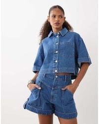 ASOS - Denim Seam Front Short Co-ord - Lyst