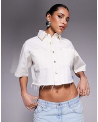 HUGO - Camicia Di Jeans Chiaro Vestibilità Squadrata - Lyst