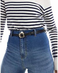 ASOS - Dunne Taille- En Heupriem Met Rechthoekige Dikke Gesp - Lyst