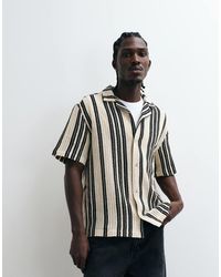 ASOS - Relaxed Revere Crochet Stripe Shirt - Lyst