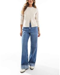 ONLY - Hope High Waist Cuffed Wide Leg Jeans - Lyst