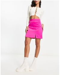 New Look - Side Split Satin Mini Skirt - Lyst