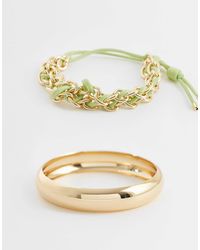 ASOS - – zweierpack mit farbenem armband mit kordel-detail und armreif - Lyst