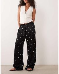 ASOS - Satin Wide Leg Pull On Trouser - Lyst