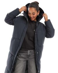 Threadbare - Piumino Lungo Antracite Con Cappuccio - Lyst