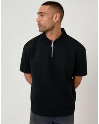 Threadbare - Oversized Quarter Zip Polo Shirt - Lyst