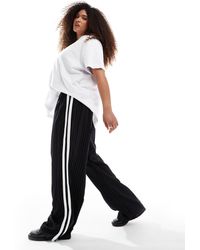 4th & Reckless - Exclusivité - - pantalon large à rayures fines et bandes latérales - noir - Lyst