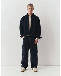 Pull&Bear - Jeans Cargo Ampi Nero Sbiadito - Lyst