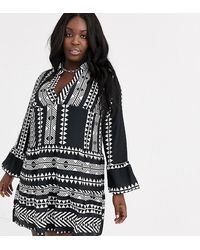 Boohoo Smock Dress In Mixed Stripe - Black