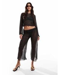 In The Style - X Perrie Sian Sequin Crochet Wide Leg Beach Trousers Co-Ord - Lyst