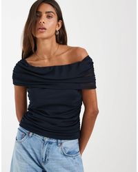 Object - Top froncé à épaules dénudées en tulle - Lyst
