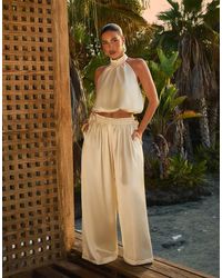 Wanderdoll - Wander Doll X Emma Milton Summa Satin High-neck Halterneck Bubble-hem Top - Lyst