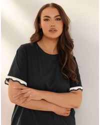 Yours Clothing - Metallic Crochet Trim T-Shirt - Lyst