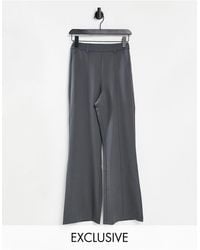 Reclaimed (vintage) Inspired High Waist Flare Pants - Gray