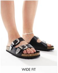 ASOS - Wide Fit Famous Double Strap Western Sandals - Lyst