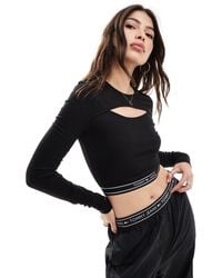 Tommy Hilfiger - Cropped Taping Cut Out Long Sleeve Top - Lyst