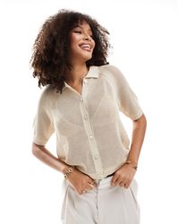 Vero Moda - Lightweight Open Knit Boxy Short Sleeve Shirt - Lyst