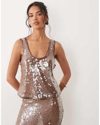 ASOS - Glass Sequin Scoop Neck Cropped Cami - Lyst