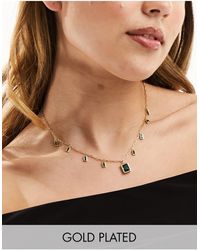ALDO - Plated Chain Necklace With Emerald Stone Charms - Lyst