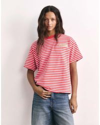 Pull&Bear - Gestreept T-Shirt Met Tekst - Lyst