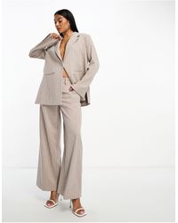 Vero Moda - Aware - pantalon d'ensemble coupe ample oversize à fines rayures - taupe - Lyst