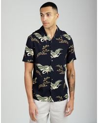 French Connection - Bird Print Short Sleeve Revere Collar Shirt - Lyst