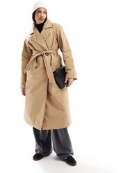 Vero Moda - Trench-coat long à double boutonnage et doublure matelassée - taupe - Lyst