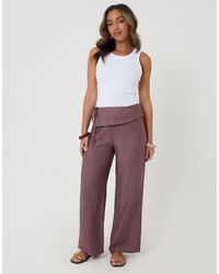 Threadbare - Wrap Front Wide Leg Textured Trousers - Lyst