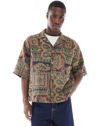 ASOS - Chaqueta Estilo Camisa De Corte Cuadrado Extragrande Con Estampado De Estilo Tapiz De - Lyst