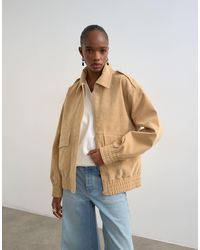 TOPSHOP - – oversize-bomberjacke aus wildlederimitat - Lyst