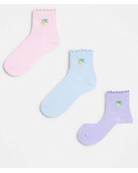 Brave Soul - Set Van 2 Paar Enkelsokken Met Geborduurde Citroen - Lyst