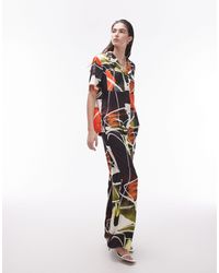 TOPSHOP - Co Ord Abstract Artsy Print Satin Trouser - Lyst