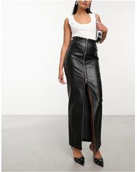 SIMMI - Simmi Zip Detail Leather Look Maxi Skirt - Lyst