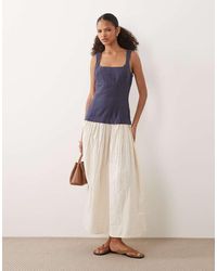 ASOS - Hybrid Maxi Dress With White And Navy Contrast Bodice - Lyst