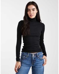 Vero Moda - Geribbeld Top Van Jersey Met Col En Lange Mouwen - Lyst