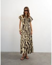 TOPSHOP - Cotton Twill Structured Drop Shoulder Maxi Dress - Lyst