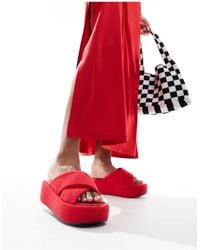 ASOS - Thunder - sandali rossi con fascette imbottite incrociate e suola flatform - Lyst