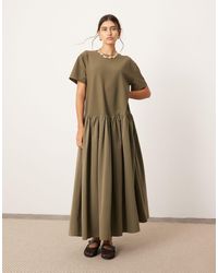 ASOS - Jersey Contrast Fabric Tshirt Dress With Drop Waist - Lyst