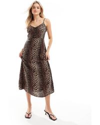 Pieces - Vestido Largo De Tirantes Con Estampado De Leopardo De - Lyst