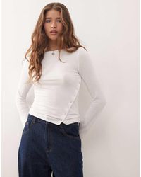 Weekday - Boat Neck Long Sleeve Top With Snaps On Split Hem Detailing - Lyst